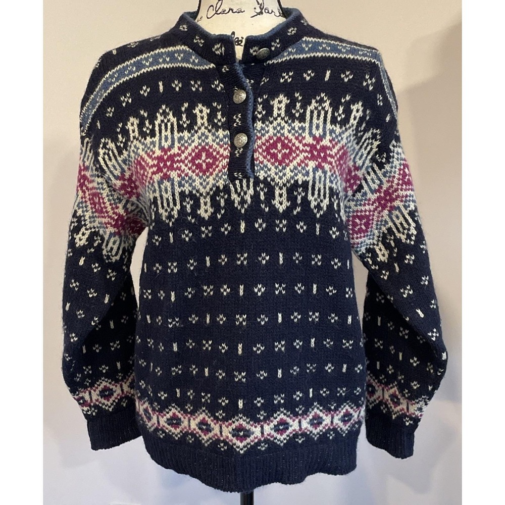 Vintage Women's LL Bean Fair Isle Wool Sweater S Ski Lodge Gorpcore Made In USA - Picture 9 of 14